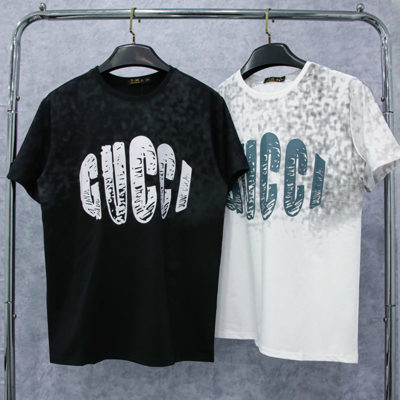 Áo Thun Cotton Nam Nữ Cọc Tay IN CHỮ LOANG KHÓI CTTN