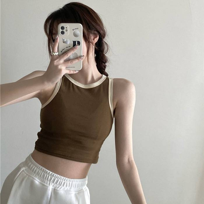 Áo croptop, Áo ba lỗ nữ sát nách vải bozip tăm hàn ôm body, gân mềm mát Vati shop | BigBuy360 - bigbuy360.vn