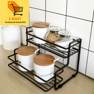 Kệ để gia vị 2 tầng, kệ đựng đồ bbếp 2 tầng sơn tĩnh điện cao cấp, kệ để đồ bếp thông minh