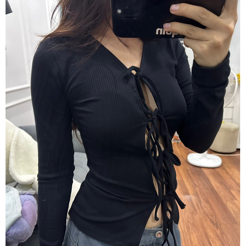 Áo tay dài cột dây MOODY NUDY