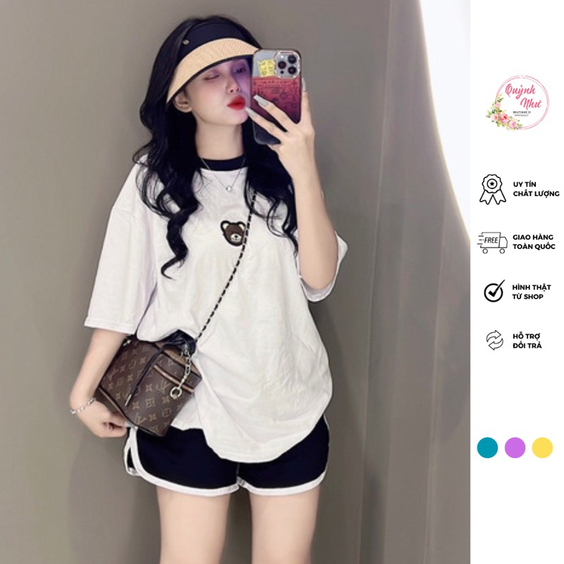 Set bộ thun nữ quảng châu cao cấp mặc đi chơi form rộng dưới 68kg. Đồ bộ đùi cotton loại 1, chất mịn và đẹp.
