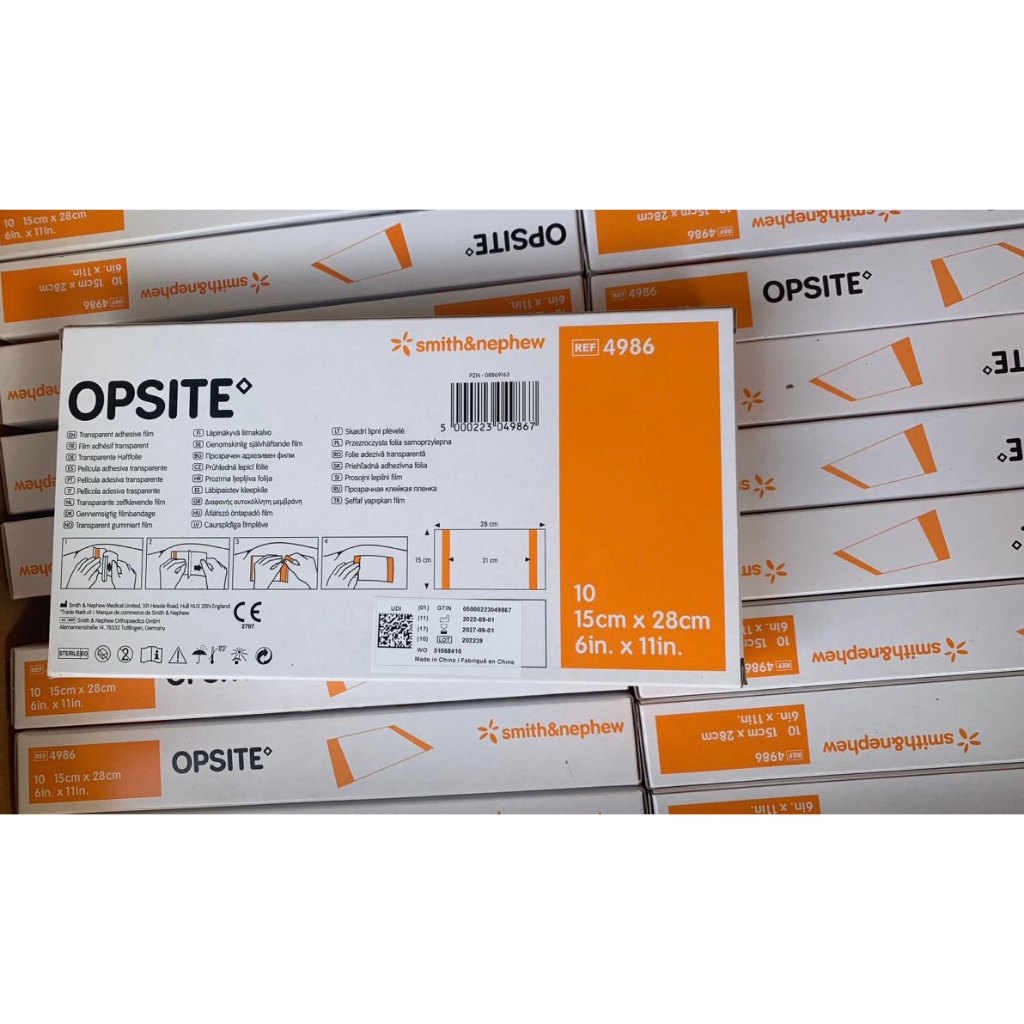 Băng dán vô trùng trong suốt, chống nước OPSITE 15 x 28 cm