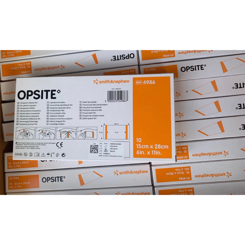 Băng dán vô trùng trong suốt, chống nước OPSITE 15 x 28 cm