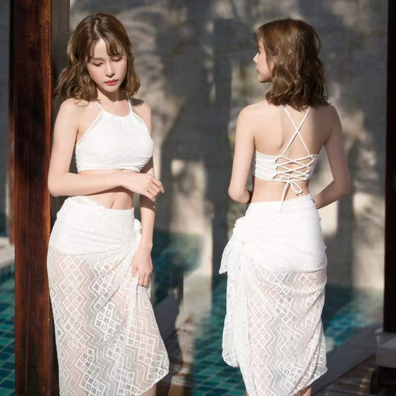 Bikini ren cao cấp đi biển 2 mảnh có quây choàng thời trang gợi cảm