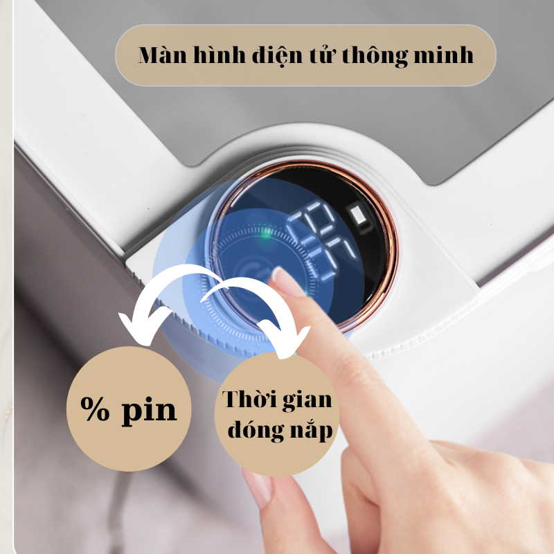 Thùng rác thông minh cảm ứng màn hình điện tử Fuji Waga 18L tia UV diệt khuẩn dùng cho phòng khách, nhà vệ sinh, nhà bếp