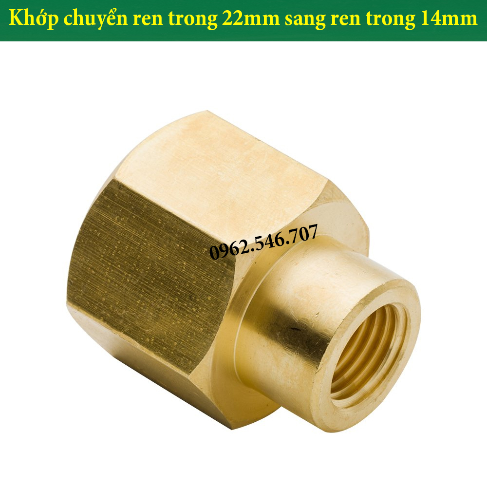Khớp chuyển đổi đầu nối ren trong 22mm sang ren trong 14mm - Bằng Đồng