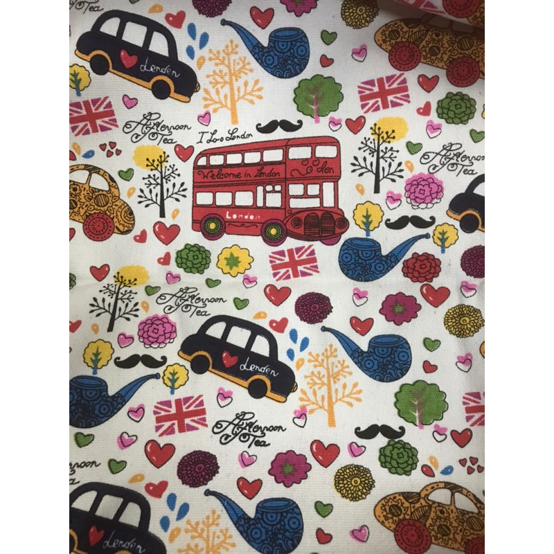 Vải bố, vải canvas các hình kute siêu xinh, vải dày may túi ví, balo rút