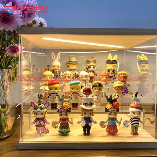 Hộp Mica Trưng Bày Mô Hình Anime, Lego, Xe Mô Hình, Đồ Chơi Trong Suốt - Đế Gỗ - Nhiều Tầng - Tặng Kèm LED Trang Trí