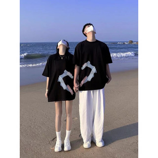 Áo phông đôi cotton 100% trái tim nam nữ Neocouple