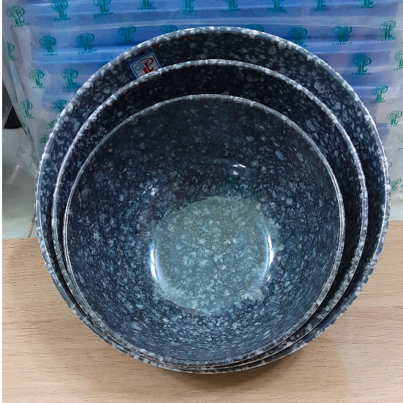 Tô tròn to nhựa Melamine vân đá đen
