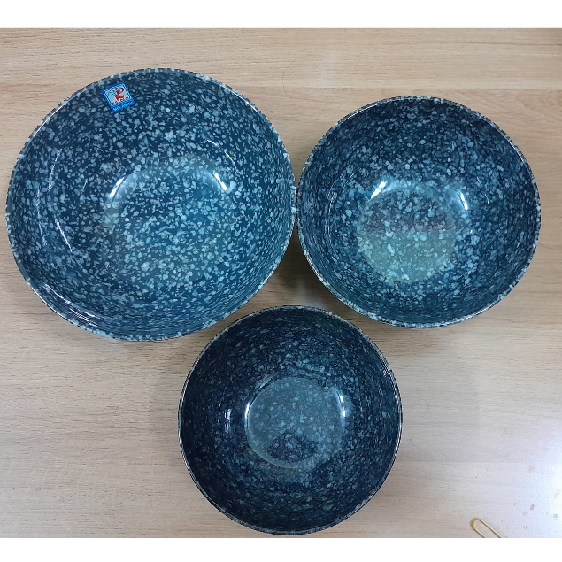 Tô tròn to nhựa Melamine vân đá đen