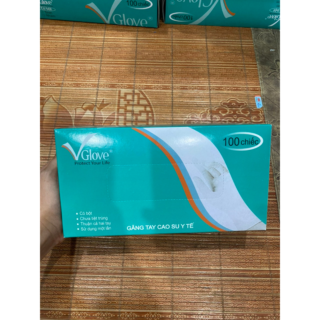 Bao tay y tế vglove có bột, găng tay y tế, găng tay cao su y tế hàng chính hãng chuyên dùng cho y tế, spa , thẩm mỹ việ