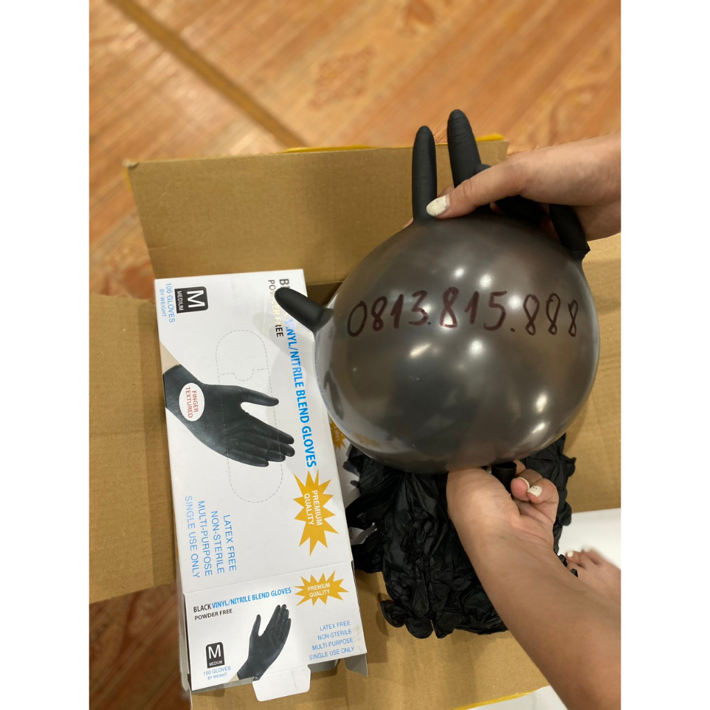 Găng tay y tế đen, găng tay y tế màu đen, găng tay màu đen không bột chuyên dùng cho spa, phun xăm, thẩm mỹ viện