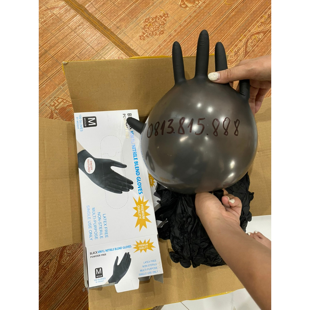 Găng tay y tế đen, găng tay y tế màu đen, găng tay màu đen không bột chuyên dùng cho spa, phun xăm, thẩm mỹ viện