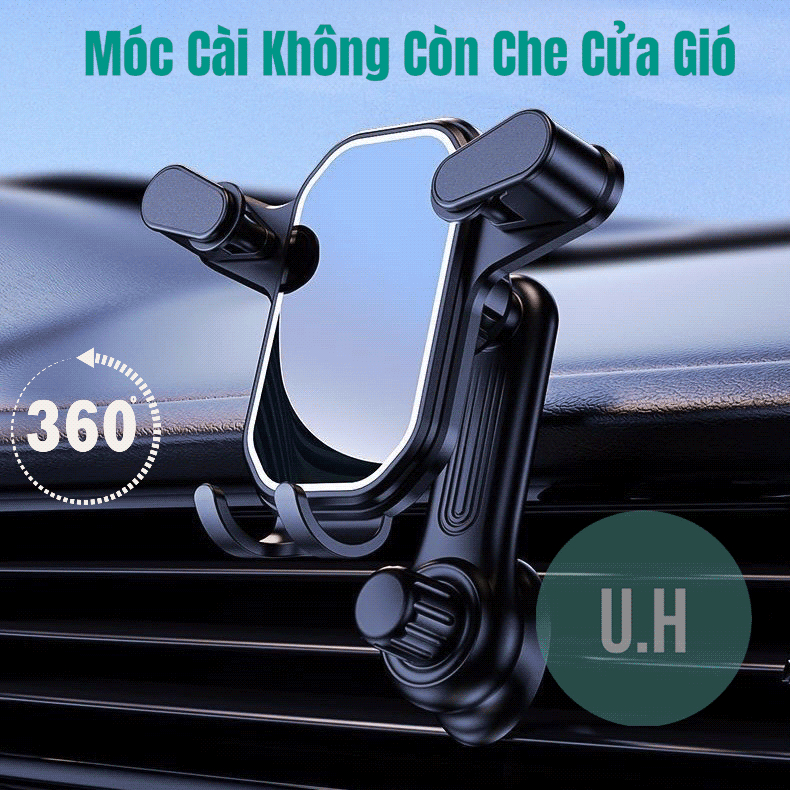 Giá đỡ điện thoại trên ô tô PHAV02-94 Utility Store móc cài thép thế hệ mới xoay 360 độ, không chắn cửa gió điều hòa