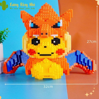 Mô hình pikachu pokemon cỡ lớn size to 26 30cm đồ chơi xếp hình nano 3d cho bé Xương rồng nhỏ