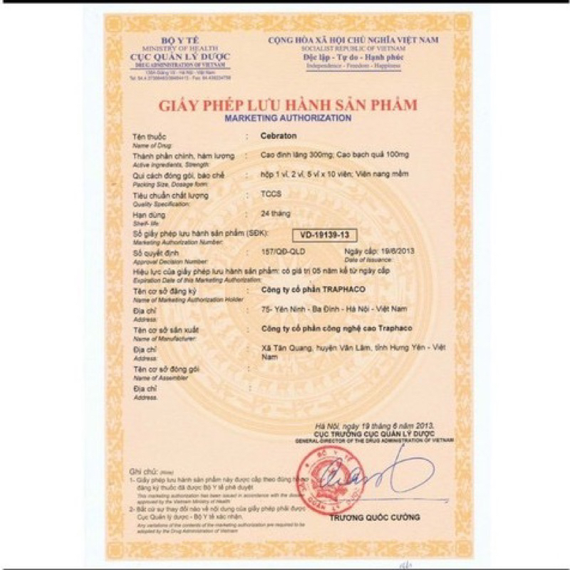 Hoạt huyết Cebraton Traphaco chính hãng cho người đau đầu hoa mắt chóng mặt ù tai mất ngủ