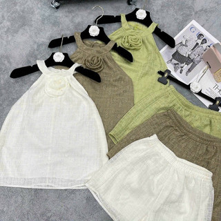 Set bộ ren cố yếm hoa quần đùi