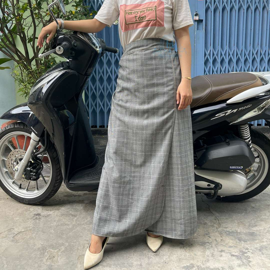 Váy chống nắng cho nữ ngồi sau vải dày mềm có nút bấm chân KHT05 H&amp;T FASHION