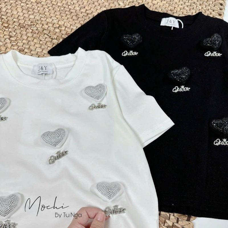 Áo thun tim gắn chữ hàng QCL1