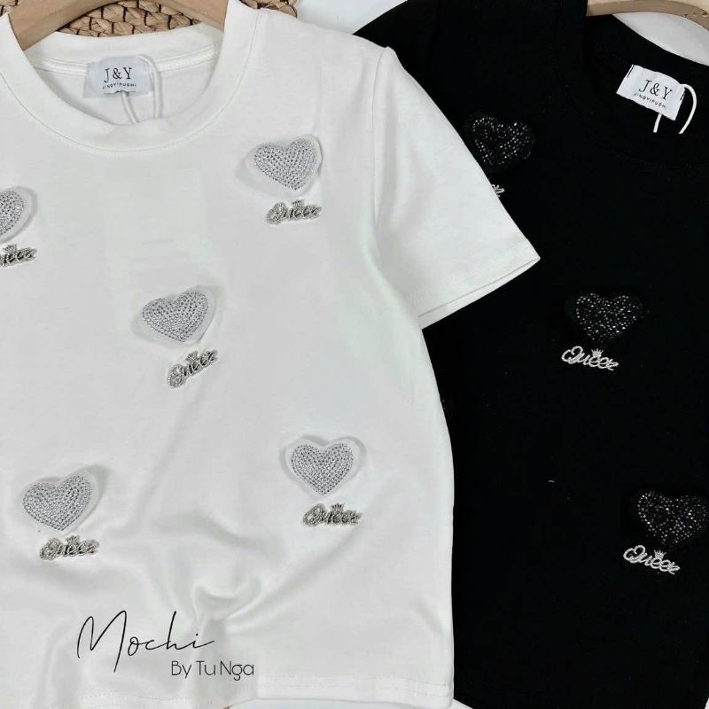 Áo thun tim gắn chữ hàng QCL1