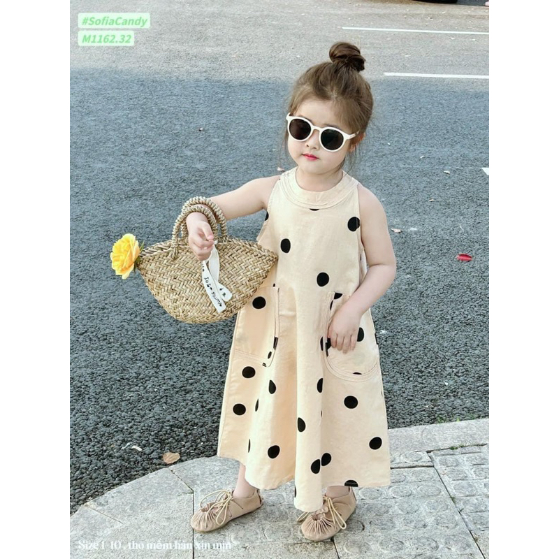 Váy chấm bi thô hàn siêu mát mẻ