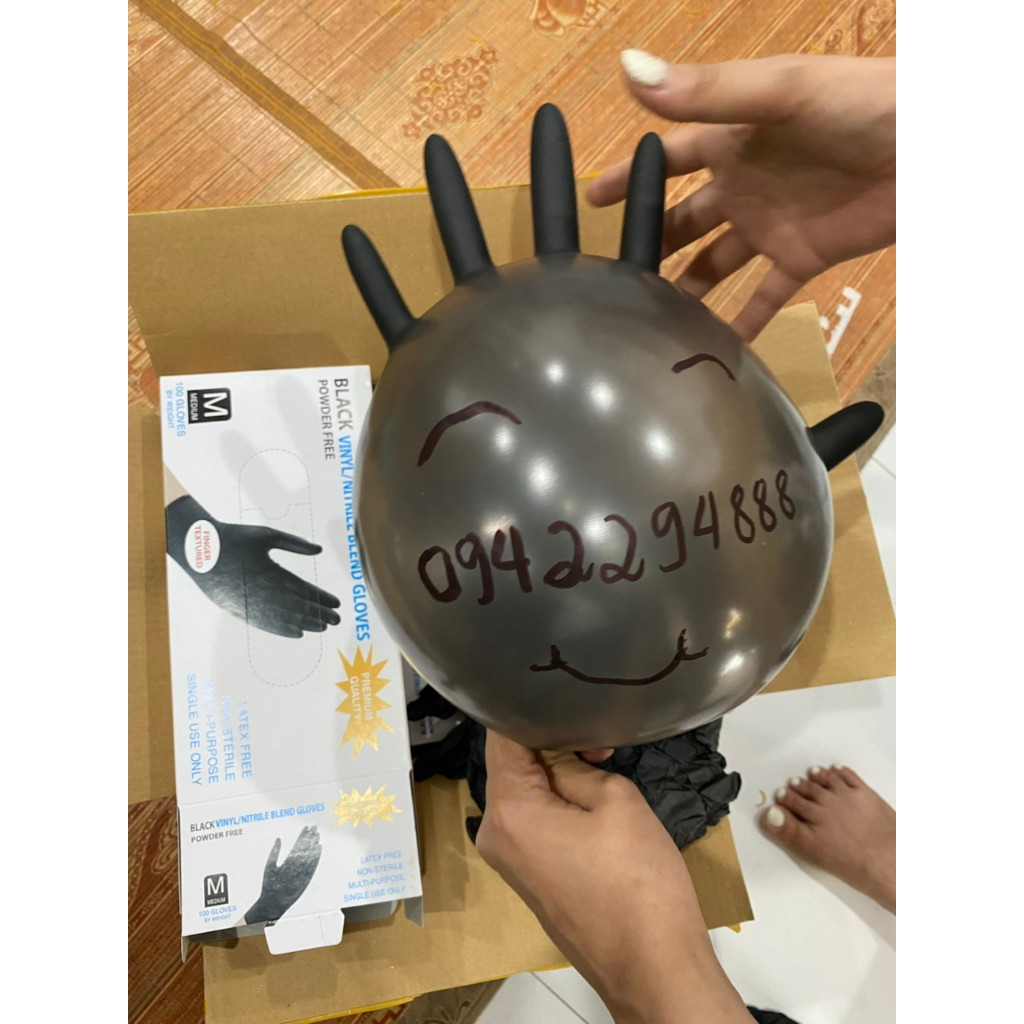 Găng tay y tế đen, găng tay y tế màu đen, găng tay màu đen không bột chuyên dùng cho spa, phun xăm, thẩm mỹ viện