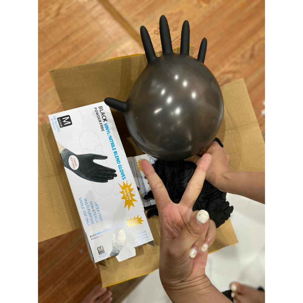 Găng tay y tế đen, găng tay y tế màu đen, găng tay màu đen không bột chuyên dùng cho spa, phun xăm, thẩm mỹ viện