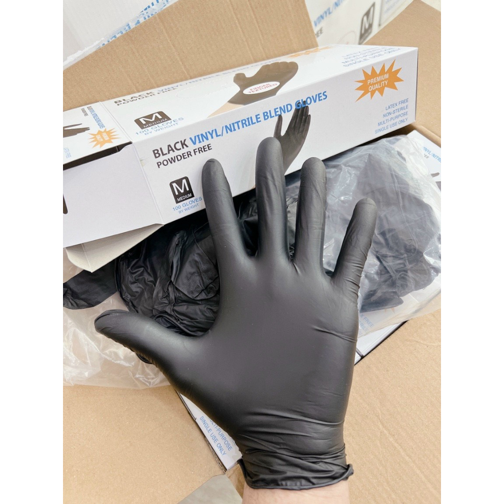 Găng tay y tế đen, găng tay y tế màu đen, găng tay màu đen không bột chuyên dùng cho spa, phun xăm, thẩm mỹ viện