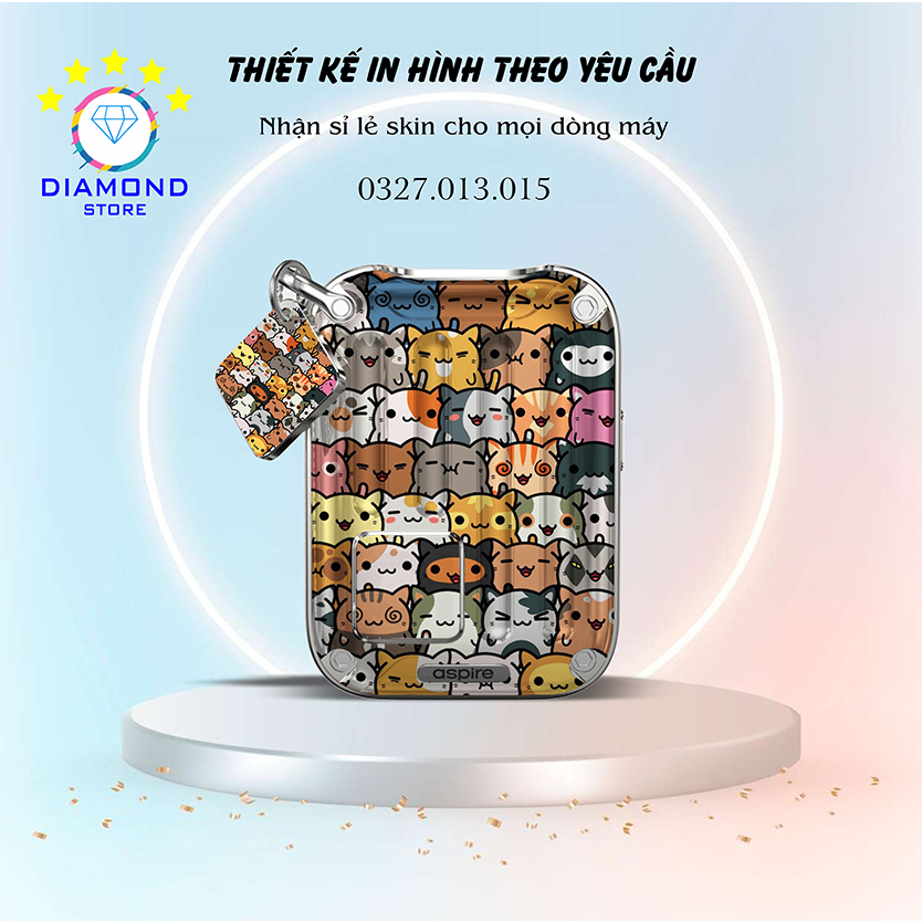 Miếng dán skin mẫu Mèo con cute cho Xlim V1 V2 , Favo , Feelin , Riil , Avo , Flexus , Wenax,... in hình theo yêu cầu