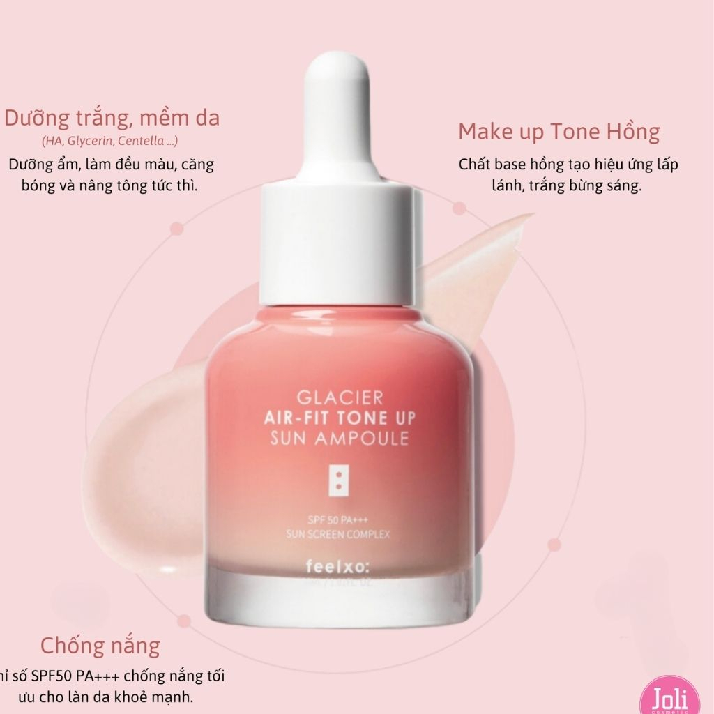 Kem chống nắng, tinh chất chống nắng dưỡng trắng nâng tone Feelxo Glacier Air- Fit Tone Up Sun Ampoule SPF50+/PA+++