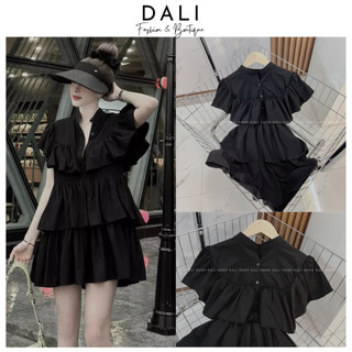 Đầm Babydoll Cổ Tàu Bèo Tầng Sang Chảnh, Váy Babydoll Dáng Xoè Chất Thô Đũi
