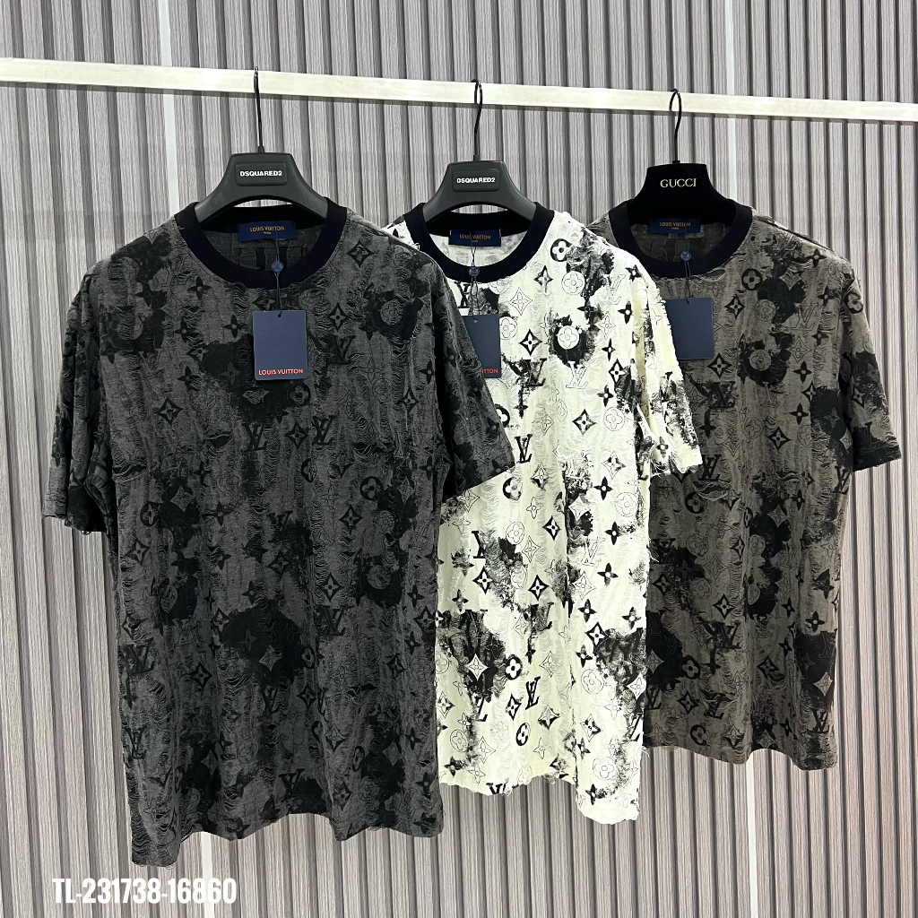 🔥Hot🔥Áo thun LV họa tiết monogram rách thiết kế hot trend Nam nữ New 2023