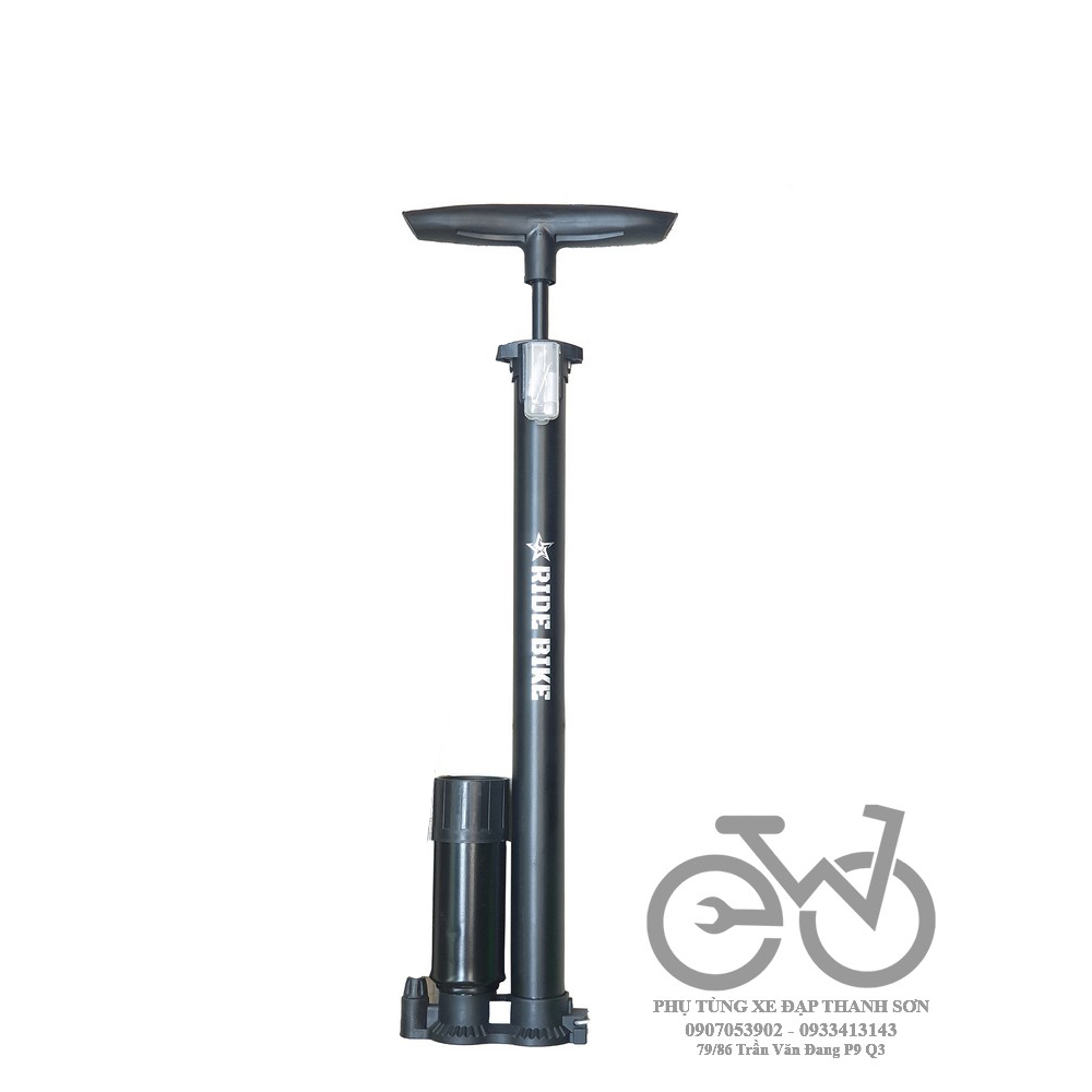 Bơm lốp ô tô xe máy xe hơi RIDE BIKE160 PSI, có đồng hồ đo áp suất, đế chống trơn trượt, tặng đầu bơm bóng