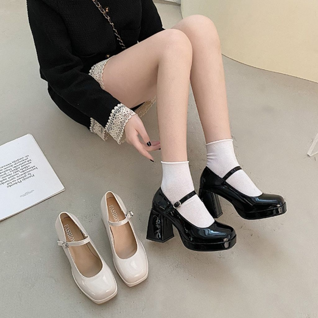 Giày cao gót nữ, giày cao gót Mery Jane phong cách Retro cổ điển cao 9cm hàng Full box cao cấp - CG47