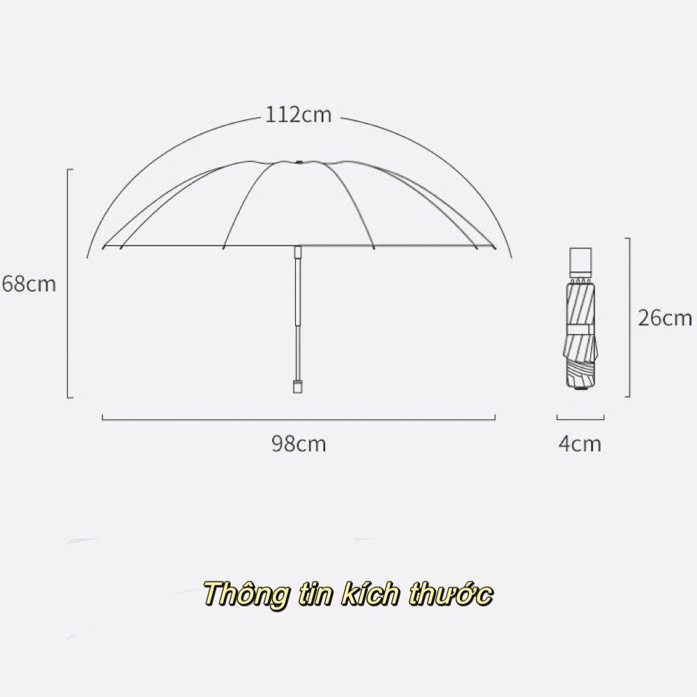 Ô dù đi mưa nắng vải dù du lịch đã ngoại gấp mở gọn gàng màu trơn dễ thương thời trang giá rẻ quà tặng nữ xinh