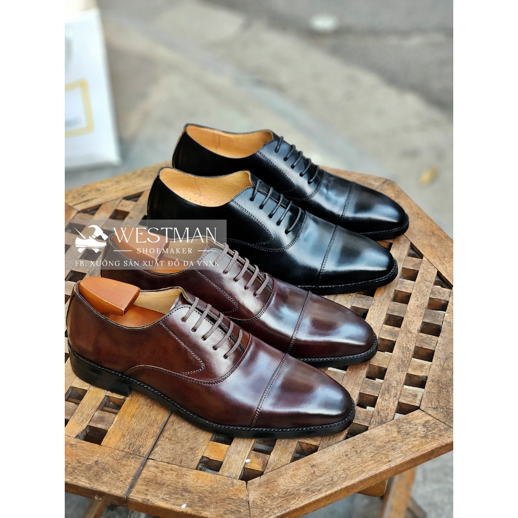 Giày nam Oxford Cap-toe Da Thật W0001CS
