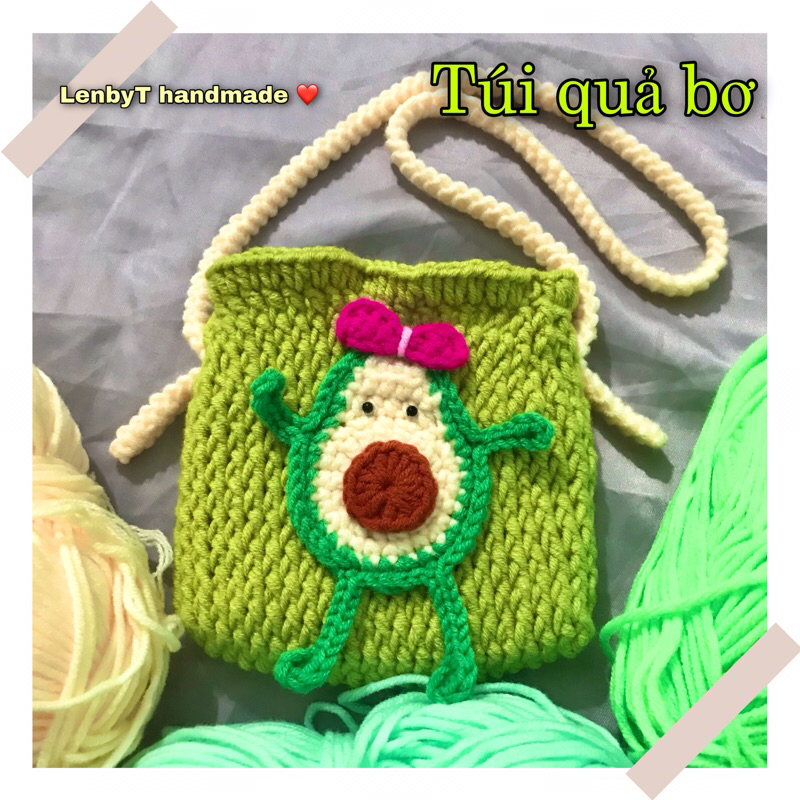 Túi đeo quả bơ cho bé | hoạ tiết dễ thương