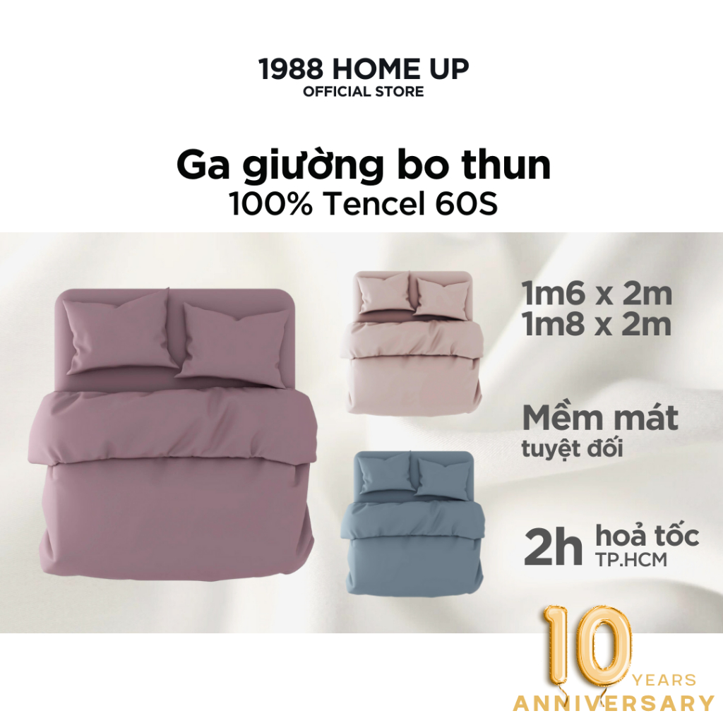 Ga giường 100% Tencel 60S (nhiều màu) 1m6 1m8 nệm cao tối đa 30cm - 1988 Home Up, drap bo thun lụa Lyocell mát lạnh