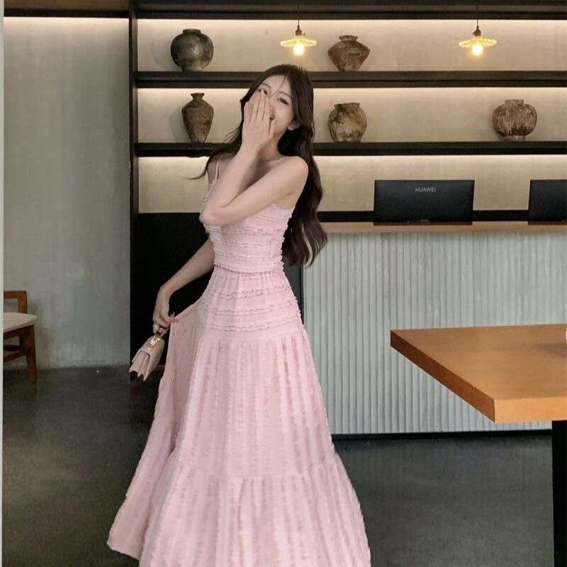 Set váy maxi + áo hai dây nhún dáng xoè đi biển du lịch sexy mát mẻ