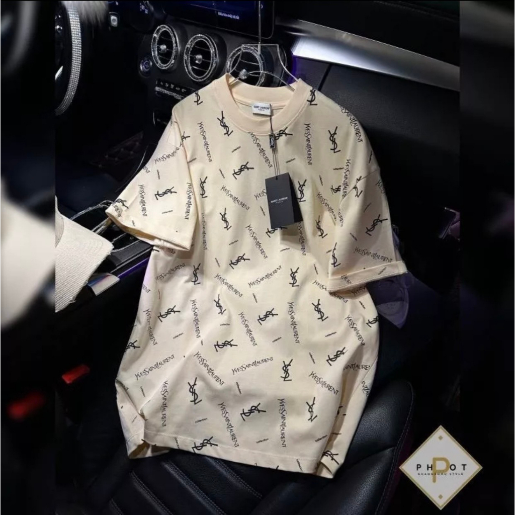 Áo Thun YSL Form Rộng Tay Lỡ In Hoạ Tiết Vải Cotton 100% | BigBuy360 - bigbuy360.vn