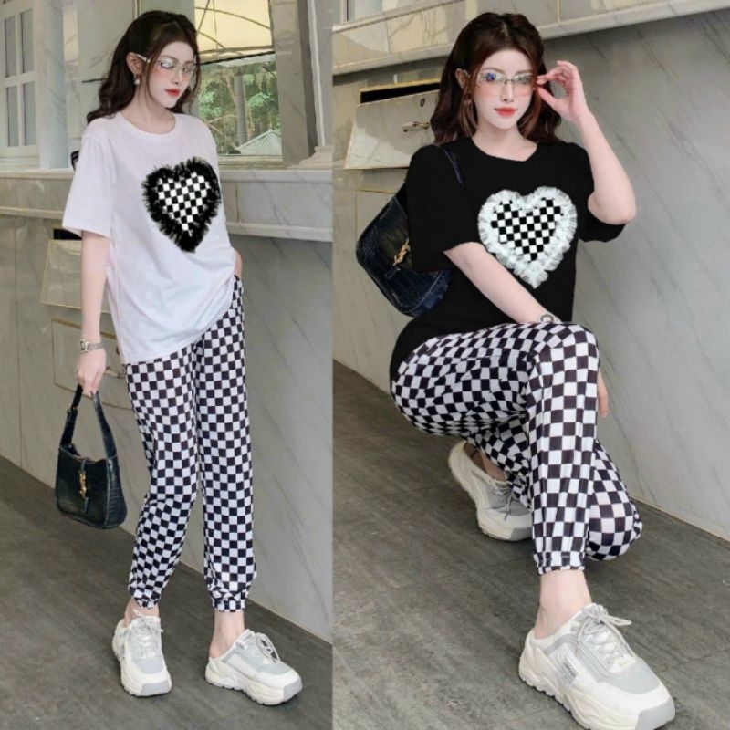 Sét đồ bộ nữ quần dài áo form rộng thêu hình trái tim siêu xinh, sét bộ đi chơi đi làm thun cotton mát mịn mẫu mới đẹp