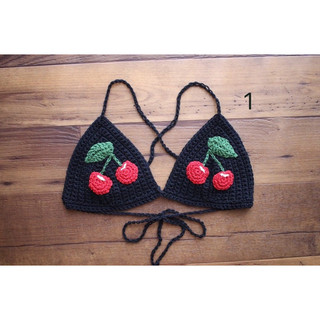Bikini cherry Áo bikini len móc thủ công Bralette