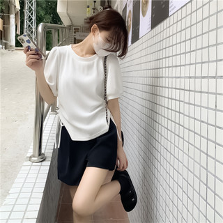 Áo thun tăm rút dây 2 bên tay ngắn bo phồng đuôi tôm dáng dài qua rốn rút dây 2 bên che khuyết điểm tốt bigsize 58-95kg