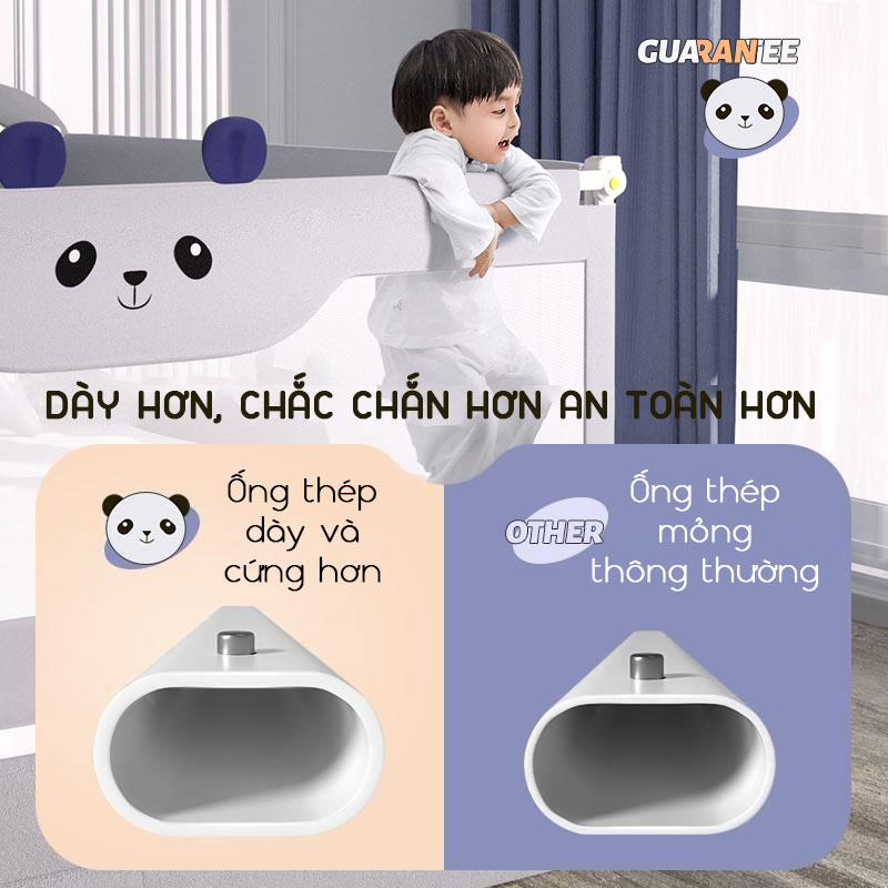 Thanh chắn giường KidAndMom BR23 cao cấp kiêm quây cũi tạo không gian chơi cho bé nâng hạ 1 phía độ cao 74-96cm