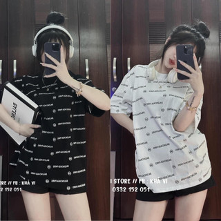  Áo thun nữ chữ balen forrm dáng rộng chất cotton đẹp áo phông rộng nữ thời trang mẫu mới hothit hè 2023 
