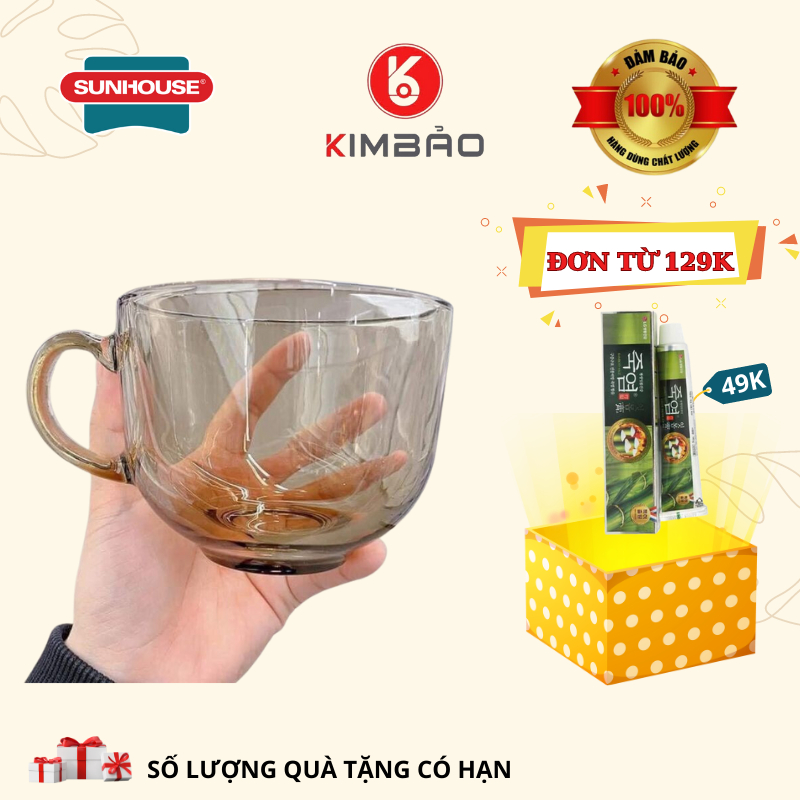Set 2 Cốc hổ phách thủy tinh chịu nhiết 400ml, Ly thủy tinh màu hổ phách 400ml to chịu nhiết rất tốt