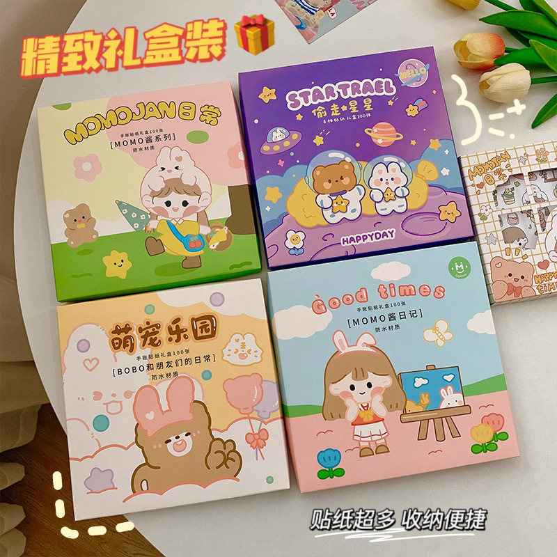 Sticker 2D Set 100 tấm Hình Dán Laptop Bìa Vở Điện Thoại