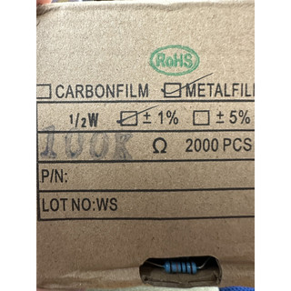 50 con Điện trở vạch 1/2W 100K 1% mới