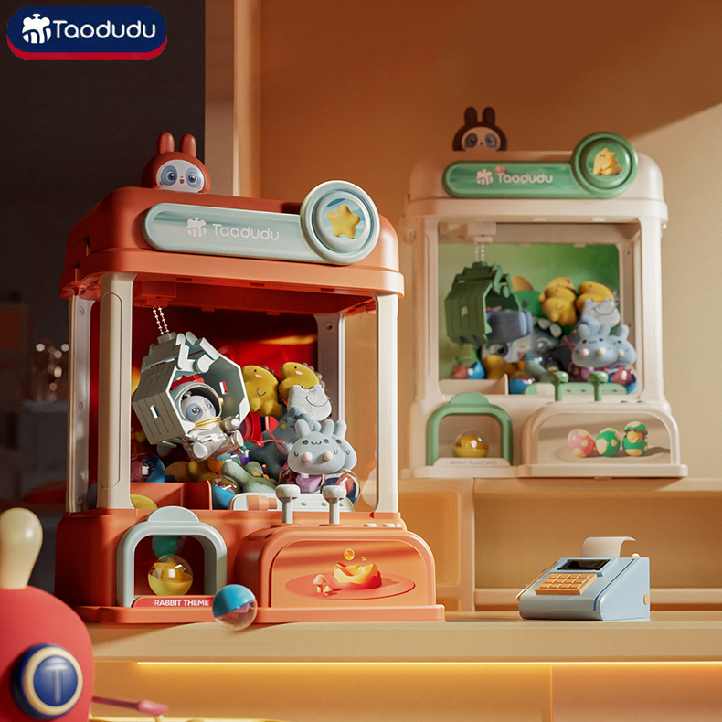 Máy Gắp Thú Bông Mini Dành Cho Bé Kích Thước Lớn Có Nhạc Và Đèn Kèm Xu Đếm Thời Gian, Có Sẵn Nhiều Thú Bông